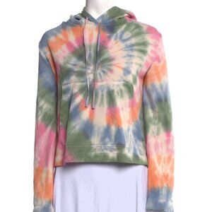 Raquel Allegra - Tie-Dye Print Crew Neck Hoodie, Blue/Green, M